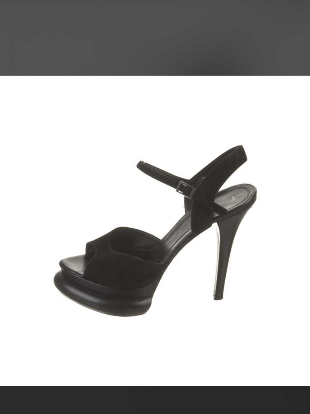 Fendi Black Suede Platform Ankle-Strap Stilettos